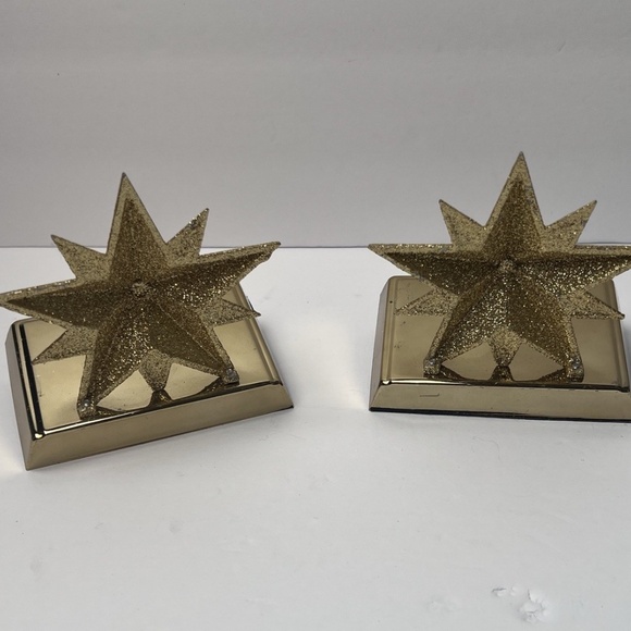 Set Of 2 Glitter Star Stocking Holder Gold Glitter Christmas Stocking Holders - Picture 6 of 12